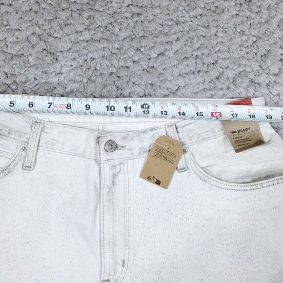Levi's 94 Baggy White Gray Bleached Noir Straight Leg Jeans Women's Size 34 x 31 - Picture 11 of 13